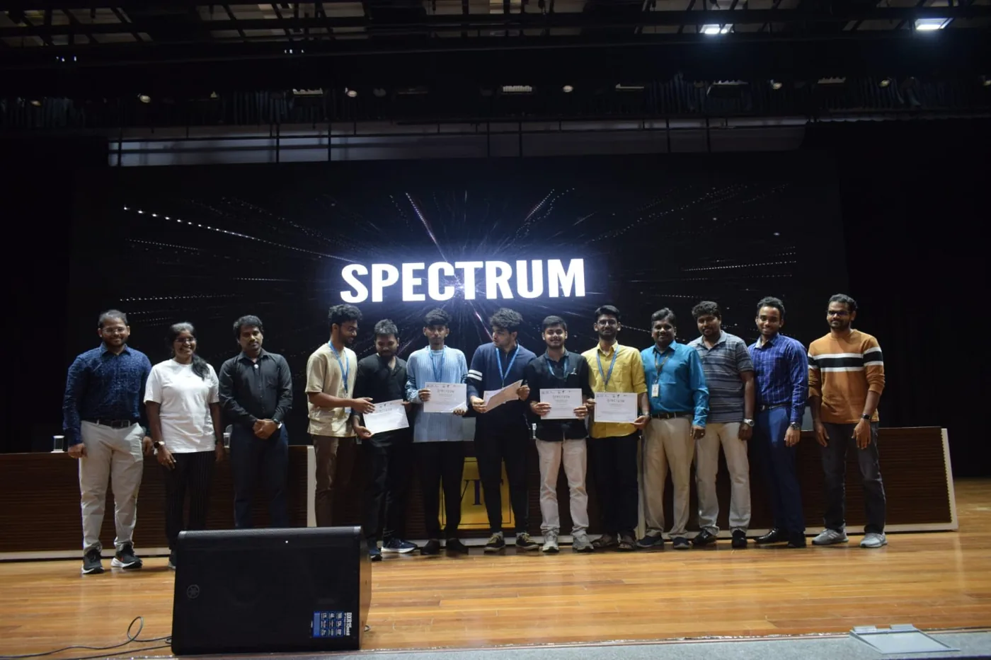 Winning teams on stage at Spectrum '25, VIT Chennai
